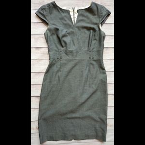 Tahari Grey Pencil Dress with Cap Sleeves Size 8